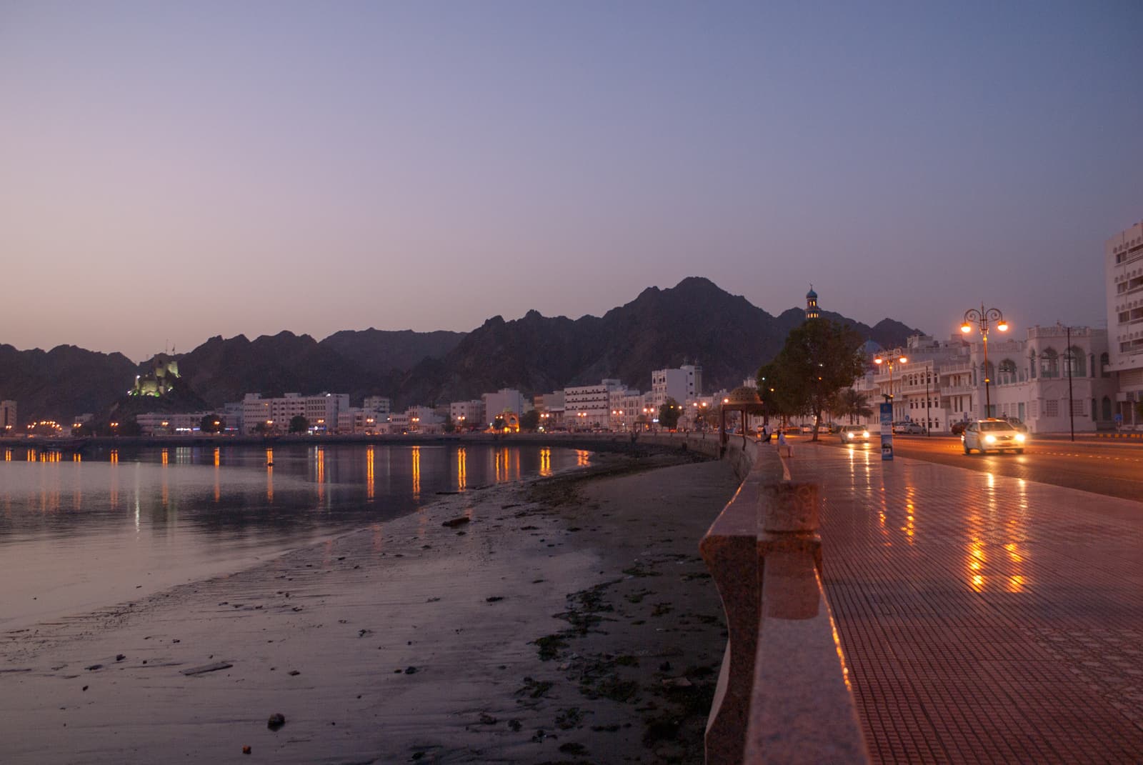 Mutrah Corniche in Muscat in the evening light